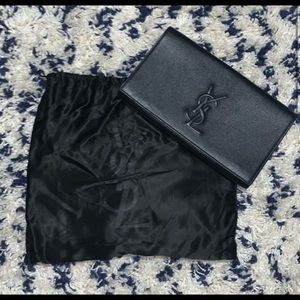Saint Laurent Belle de jour black caviar leather clutch 11x1x6